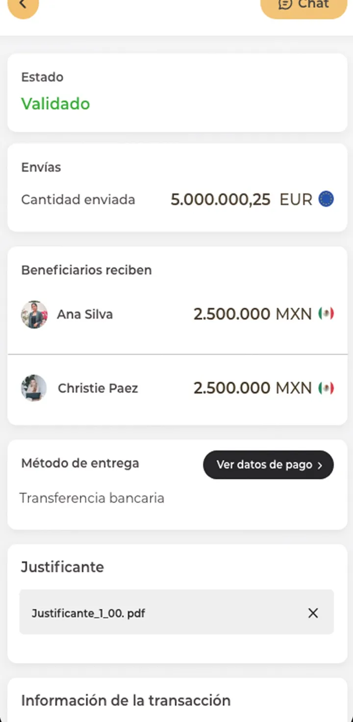 Atlantic Exchange · pantalla de la app