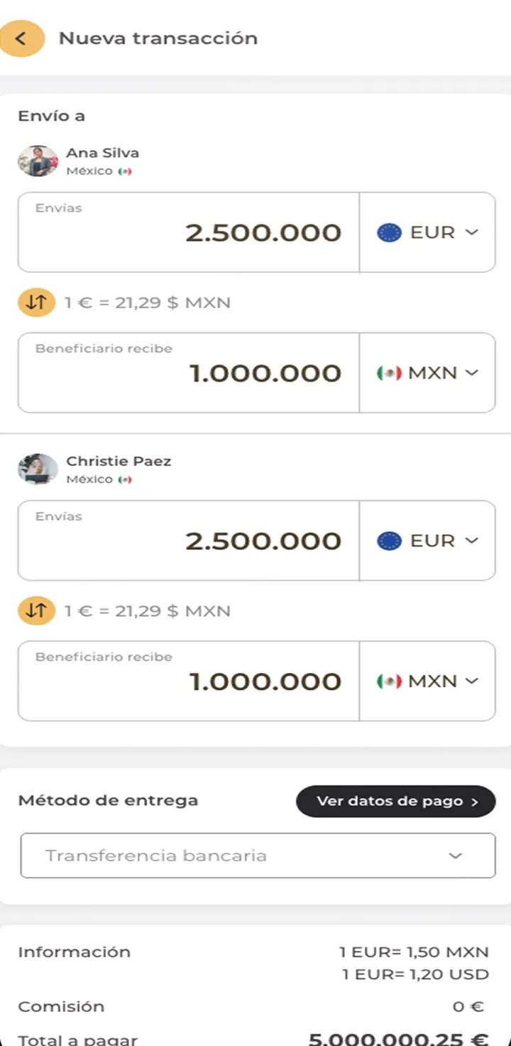 Atlantic Exchange · pantalla de la app