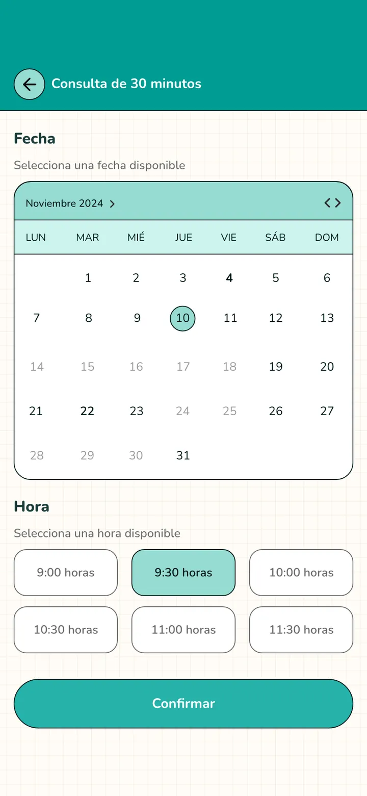 Bimbando · Elegir día y hora