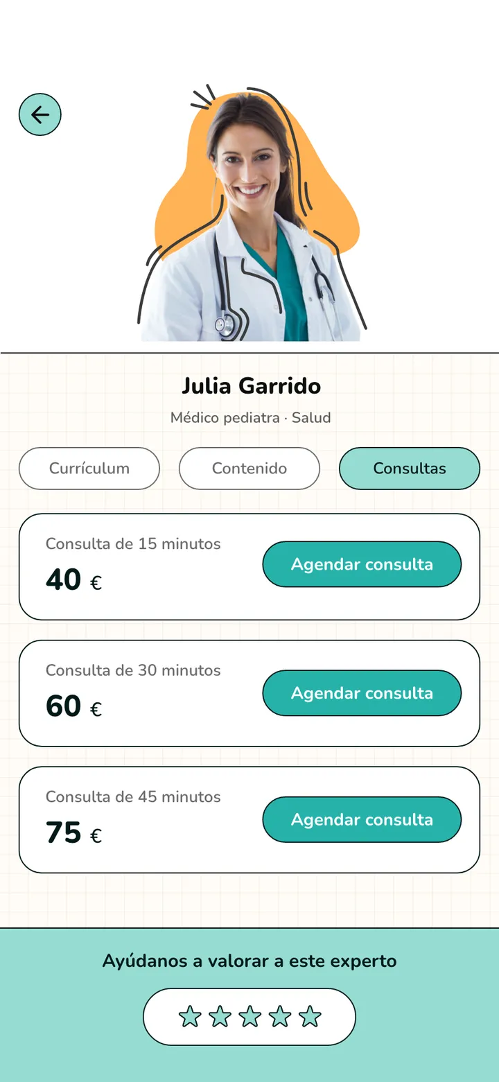 Bimbando · pantalla de la app