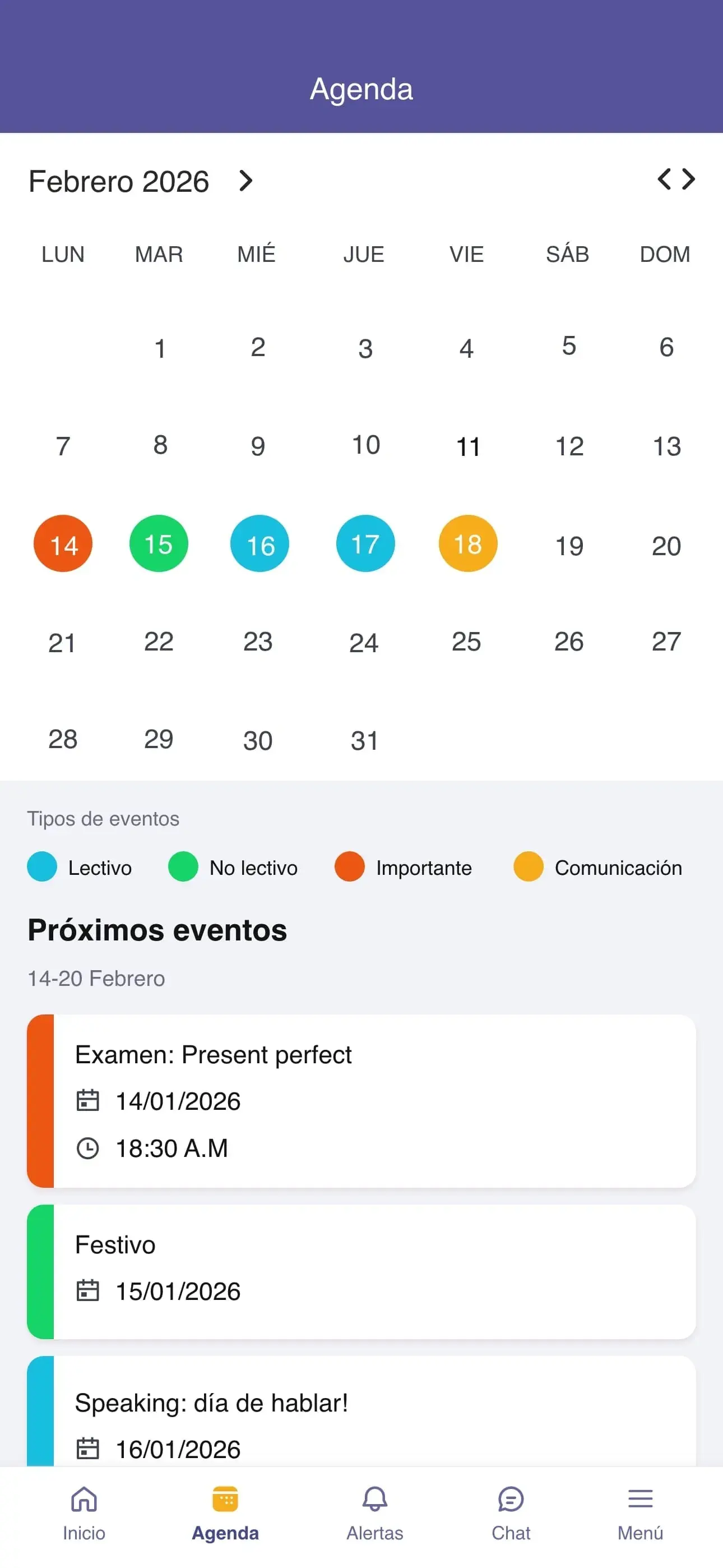 Englody · La agenda, por colores