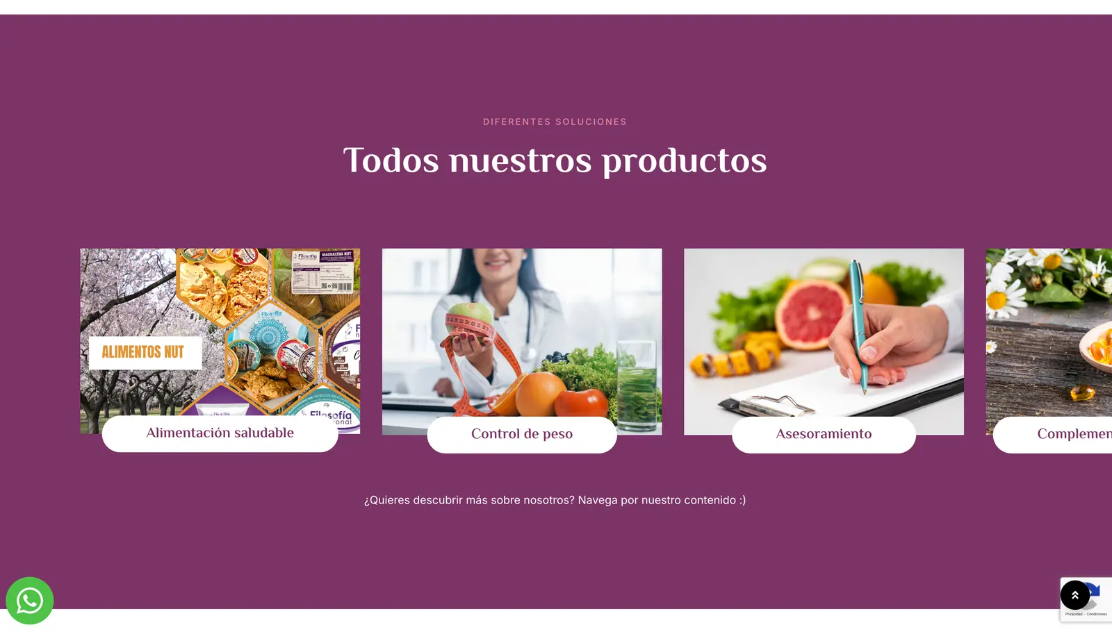 Filosofía Nutricional · Sus propios alimentos, para no saltarse las pautas.