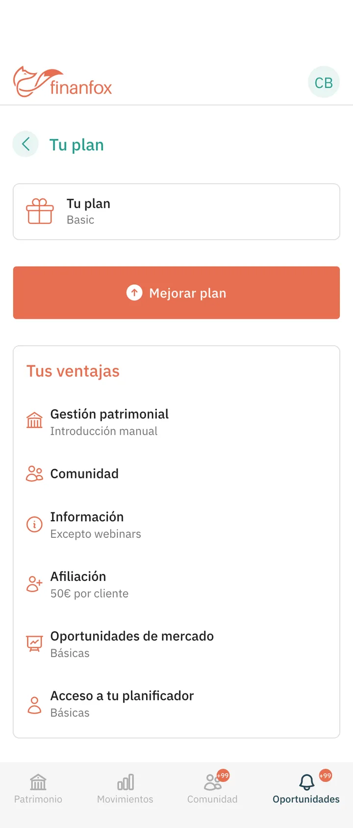 Finanfox · Tu plan y sus ventajas