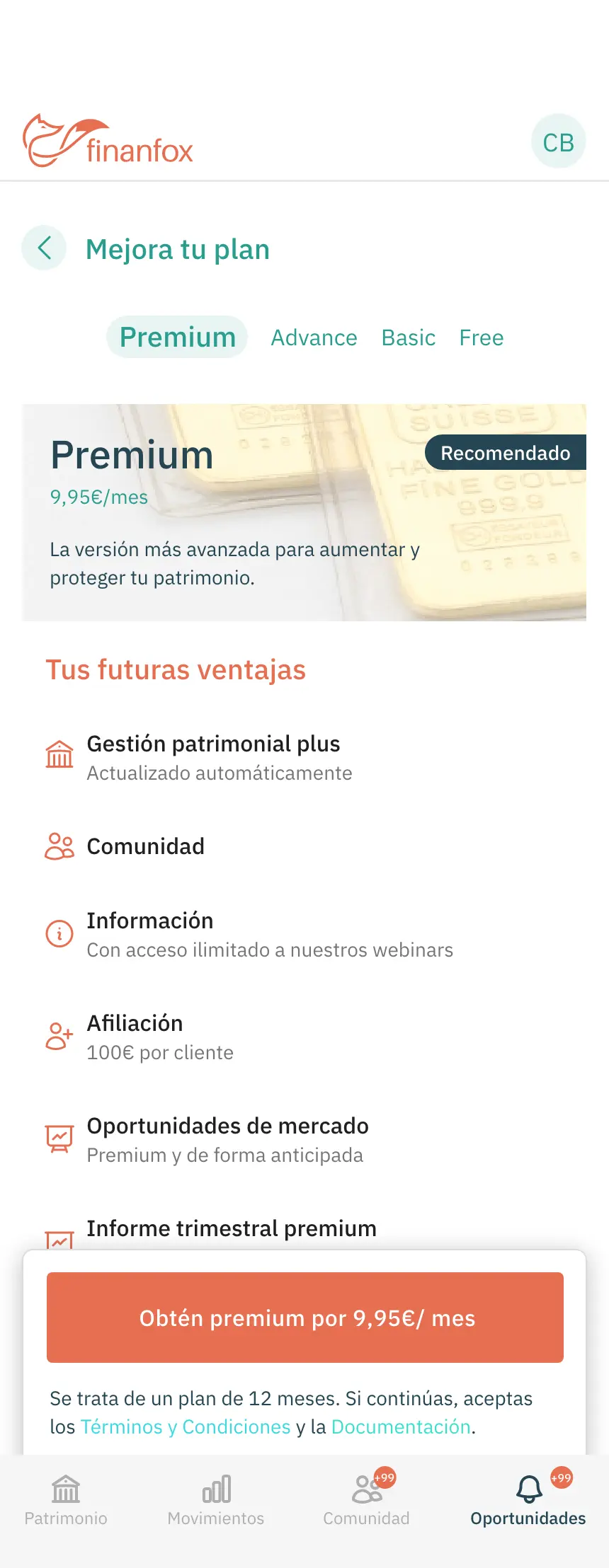 Finanfox · Mejora tu plan