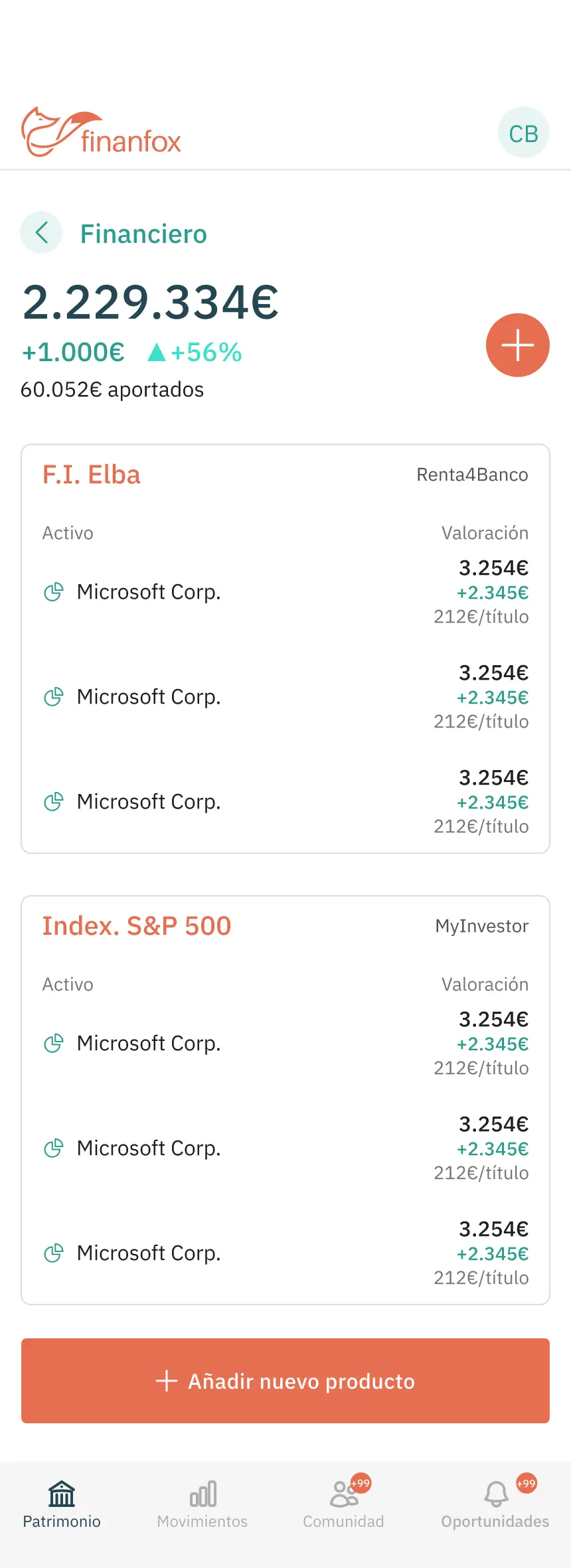 Finanfox · Producto a producto