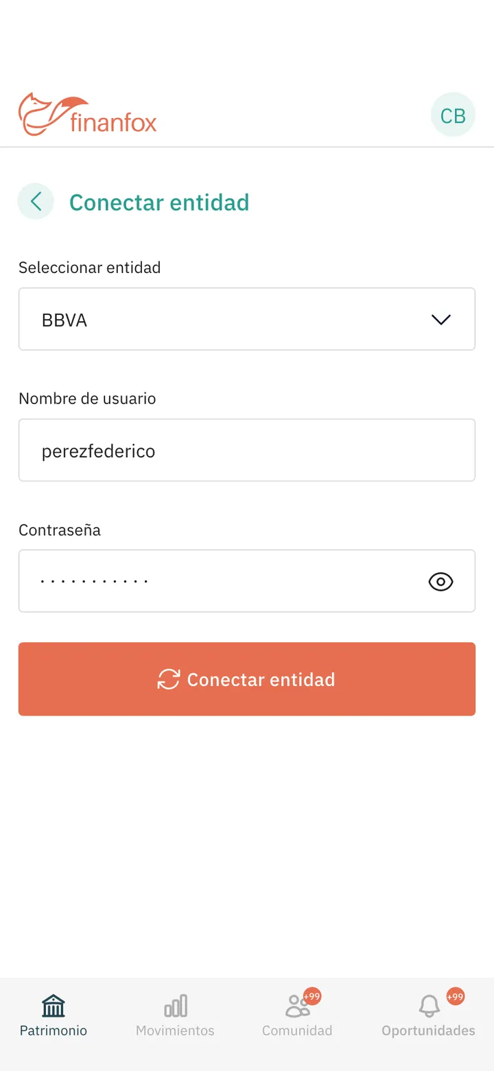 Finanfox · Conectar una entidad