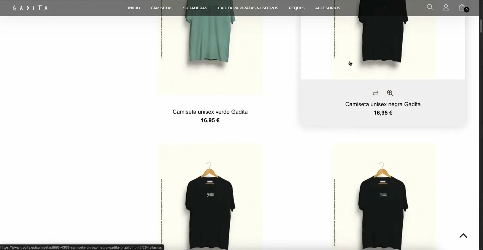 Gadita · Listado de camisetas