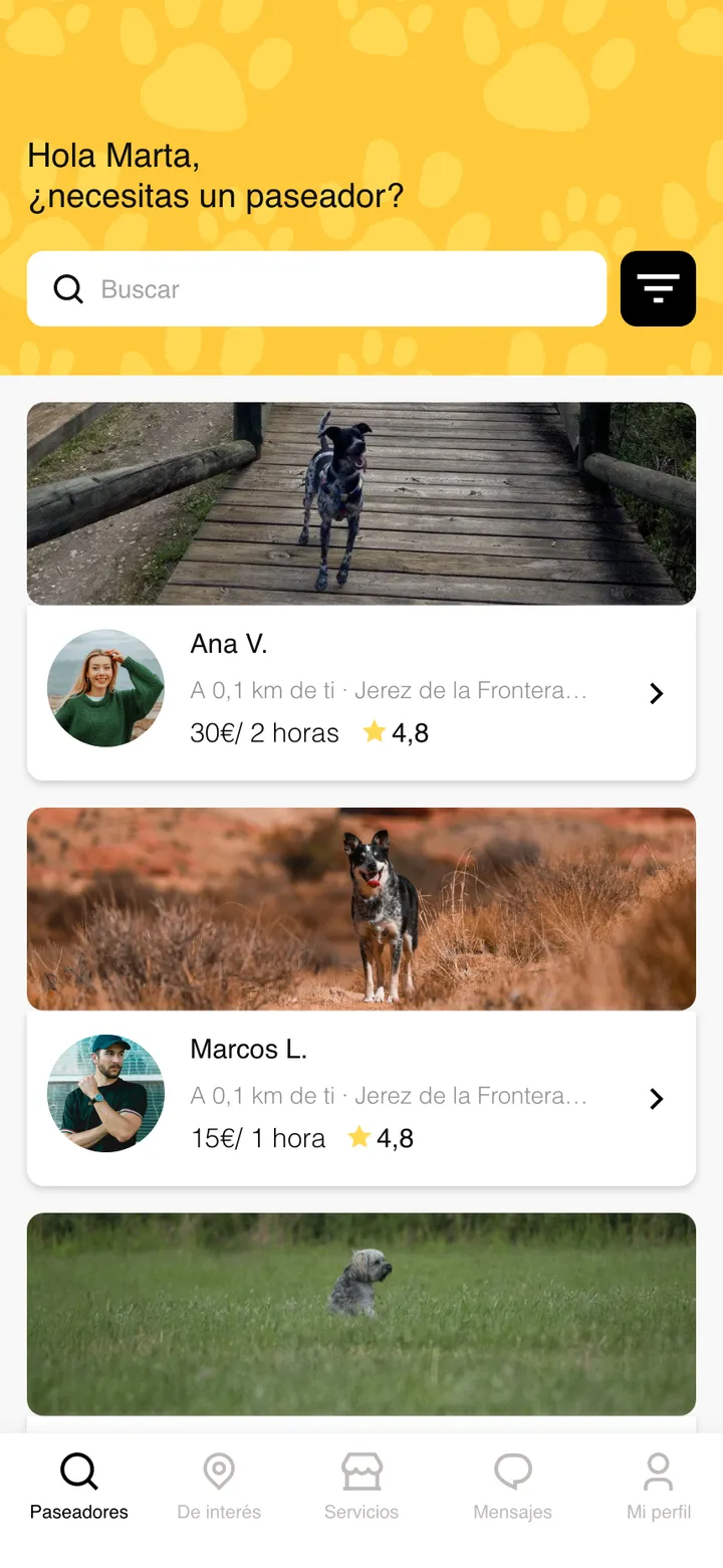 Guaumigo · pantalla de la app