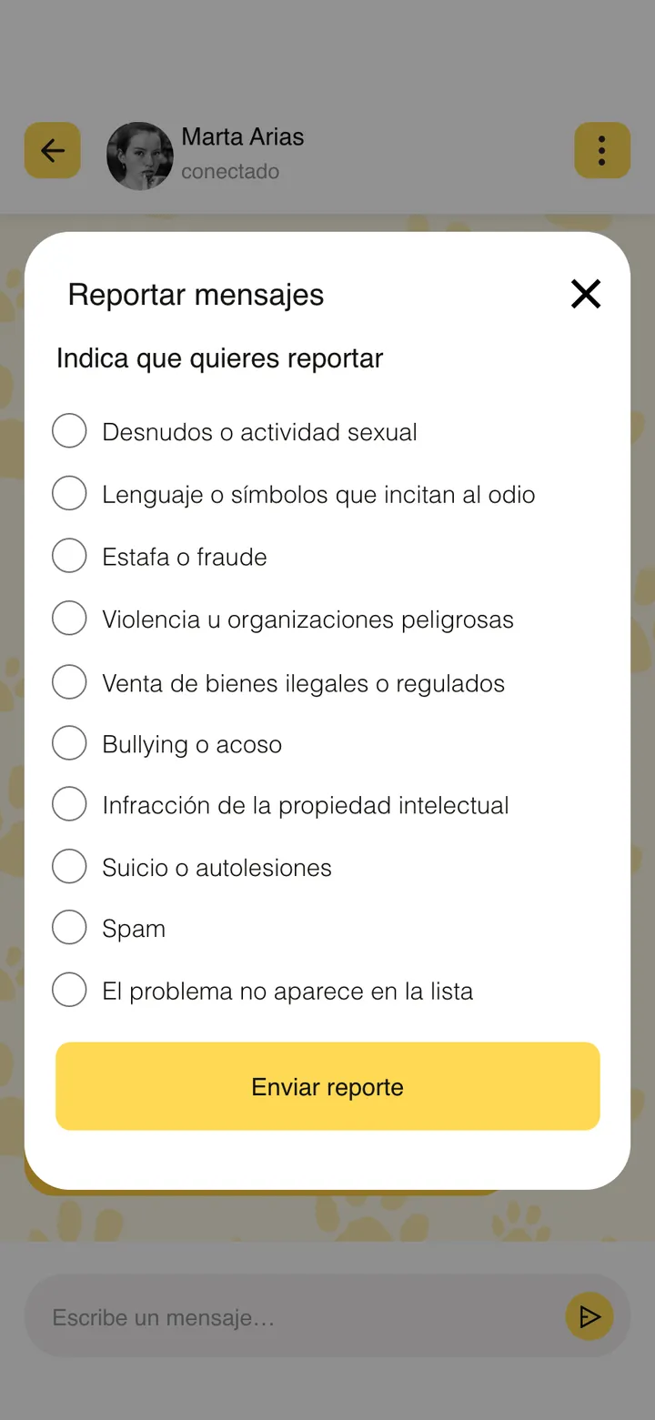 Guaumigo · Reportar mensajes