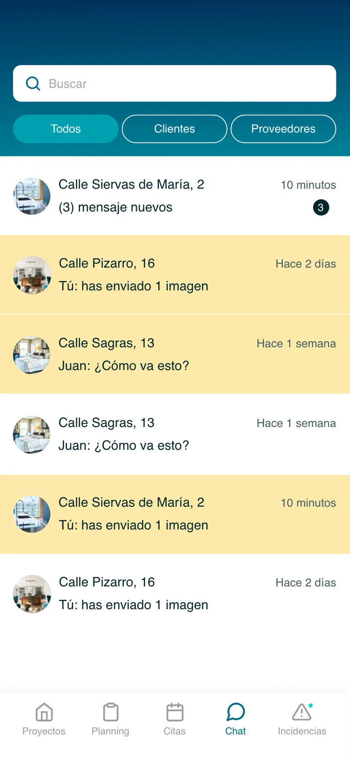 Ideas Interiorismo · Chats por obra