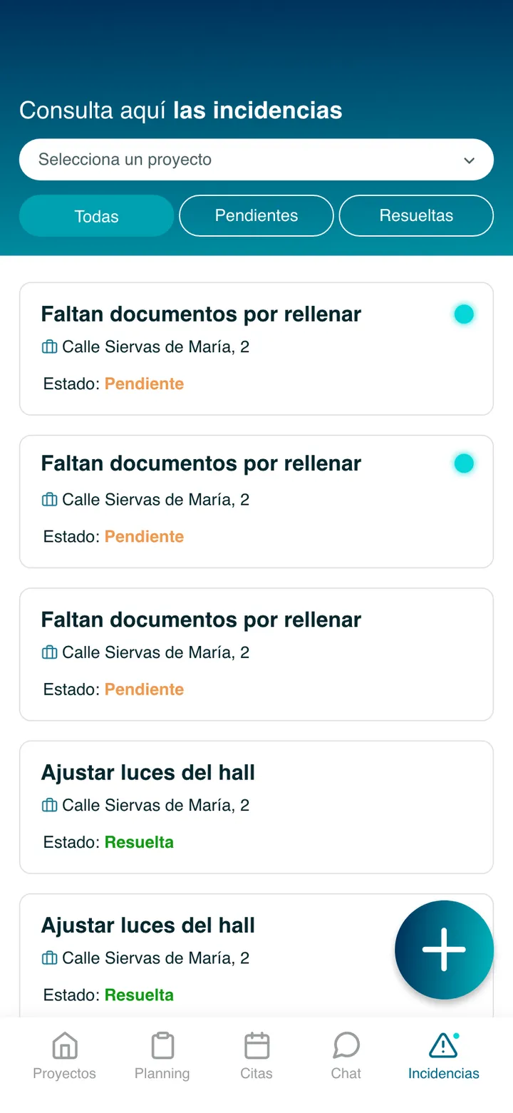 Ideas Interiorismo · Incidencias
