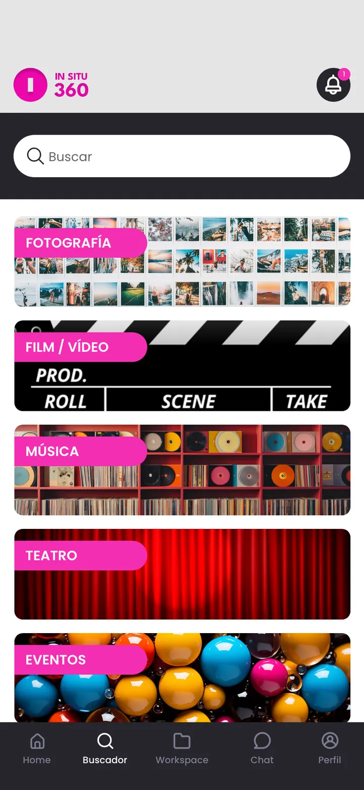 In Situ 360 · pantalla de la app