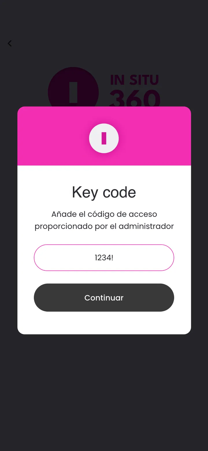 In Situ 360 · Código de acceso