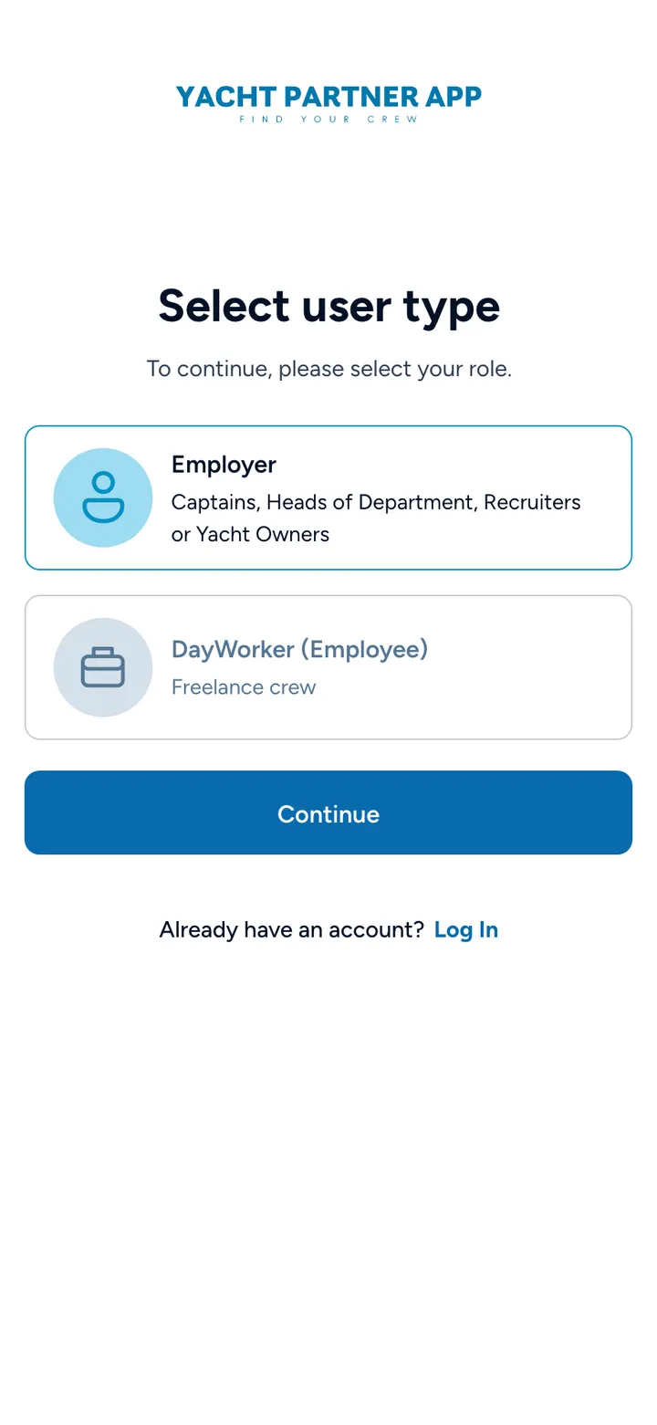 Yacht Partner App · Quien contrata