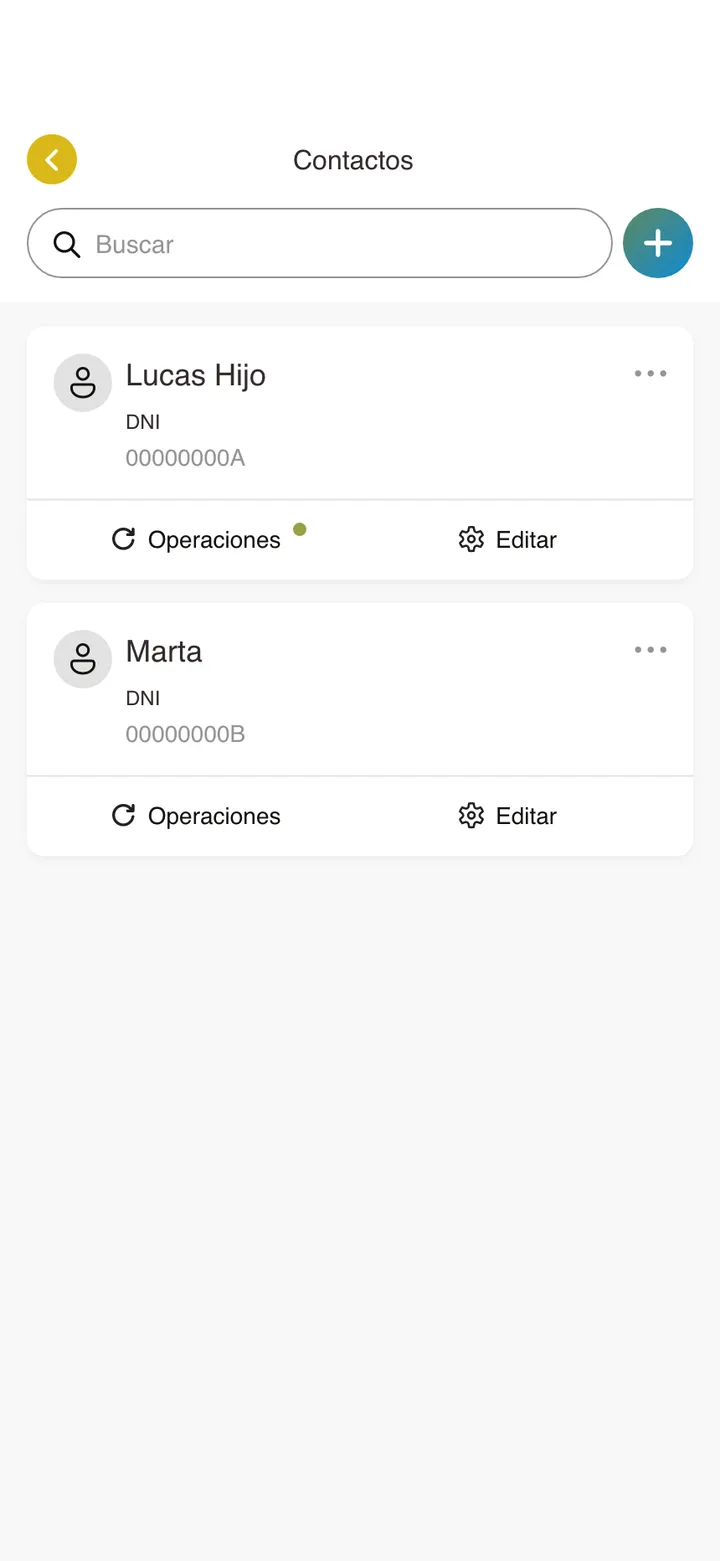 Patrimonium · Listado de contactos