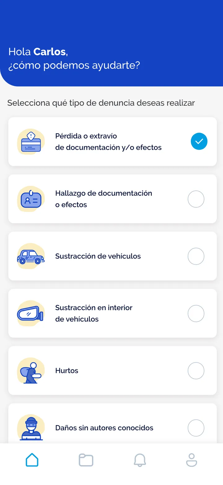 Policía Local de Alcúdia · pantalla de la app