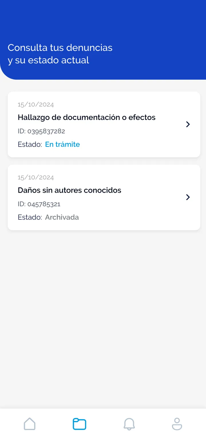 Policía Local de Alcúdia · pantalla de la app
