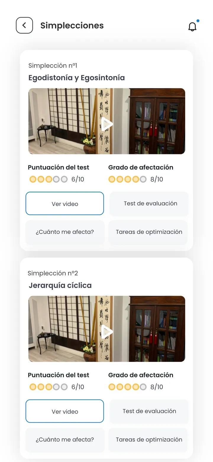 Psicología Simple · pantalla de la app
