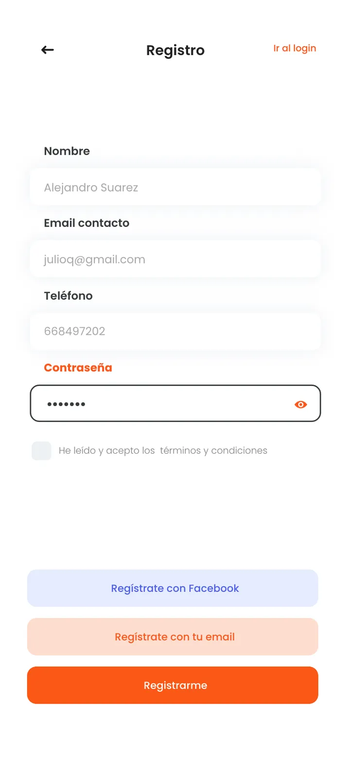 soyTuCamarero · Registro