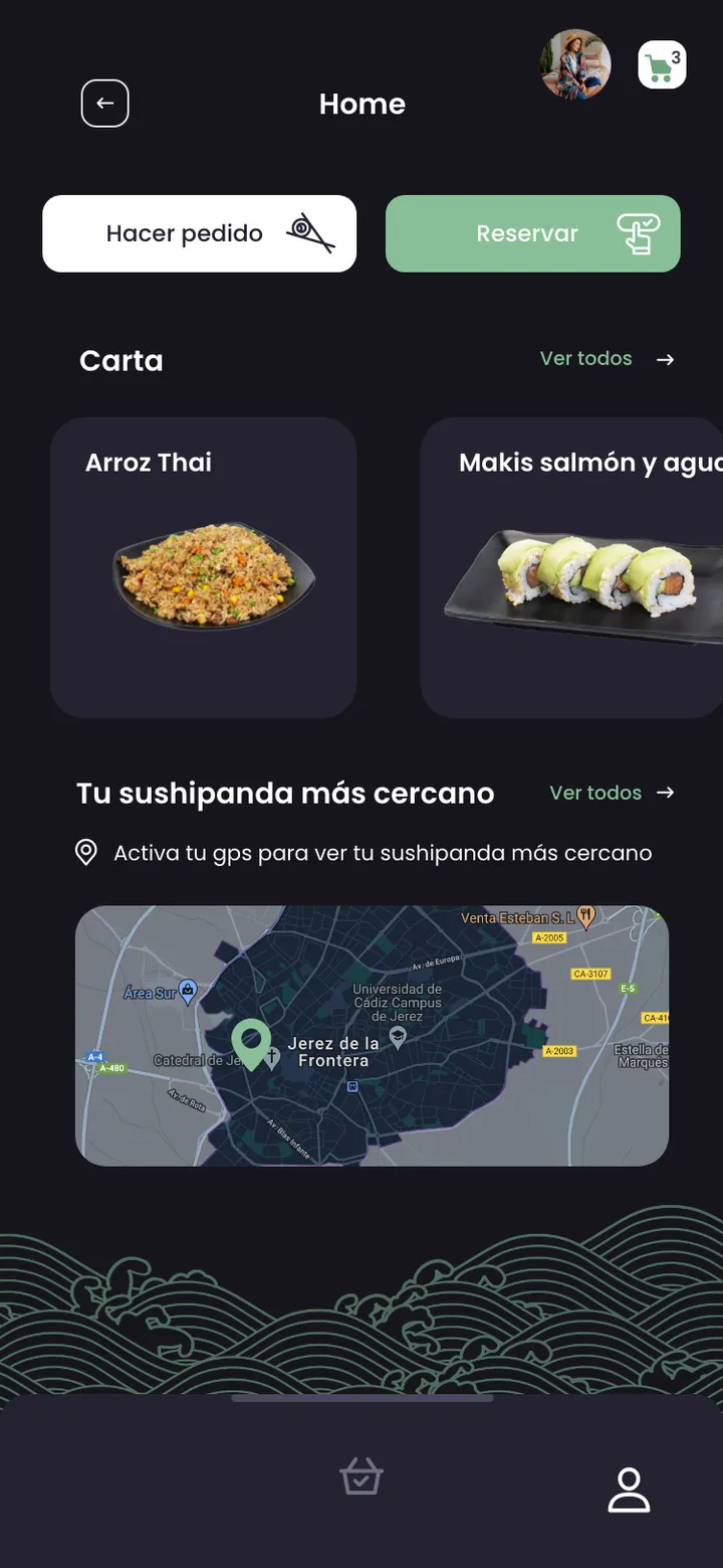 Sushipanda · pantalla de la app