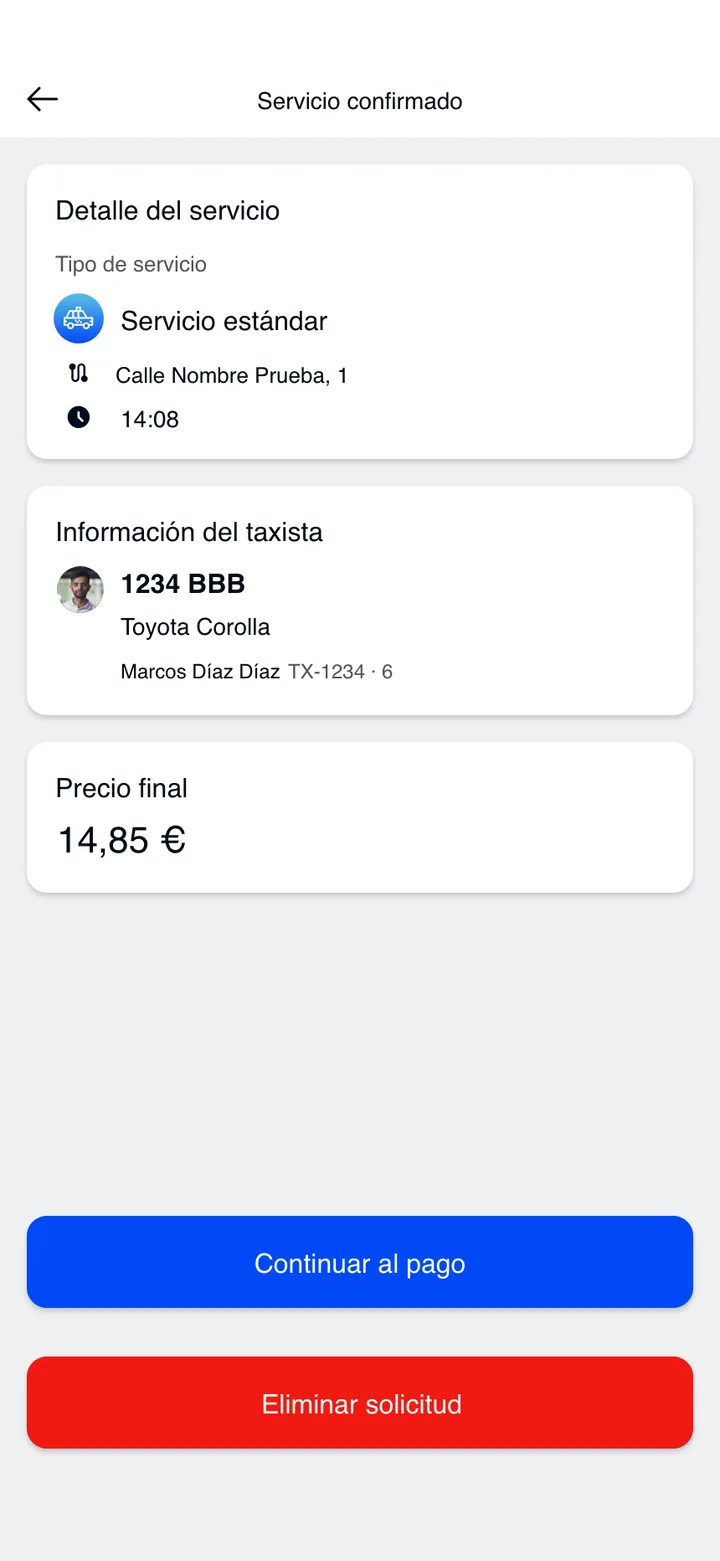 Taxin · Servicio confirmado