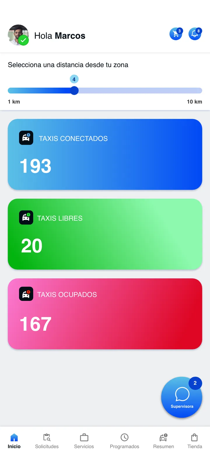 Taxin · pantalla de la app