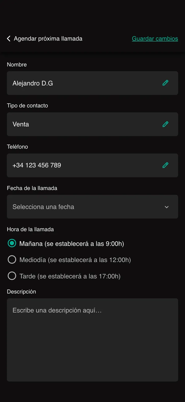 Univial · Agendar la siguiente llamada