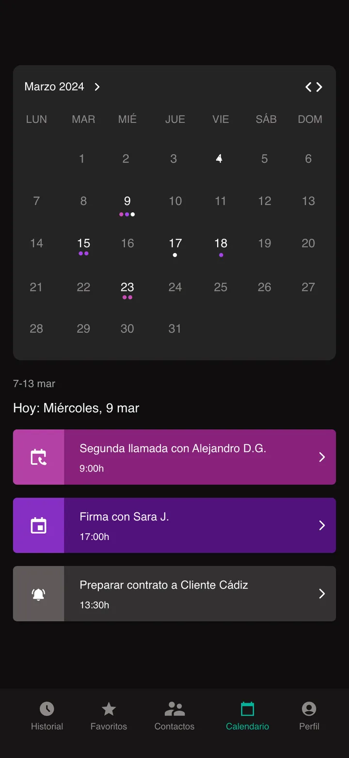 Univial · pantalla de la app