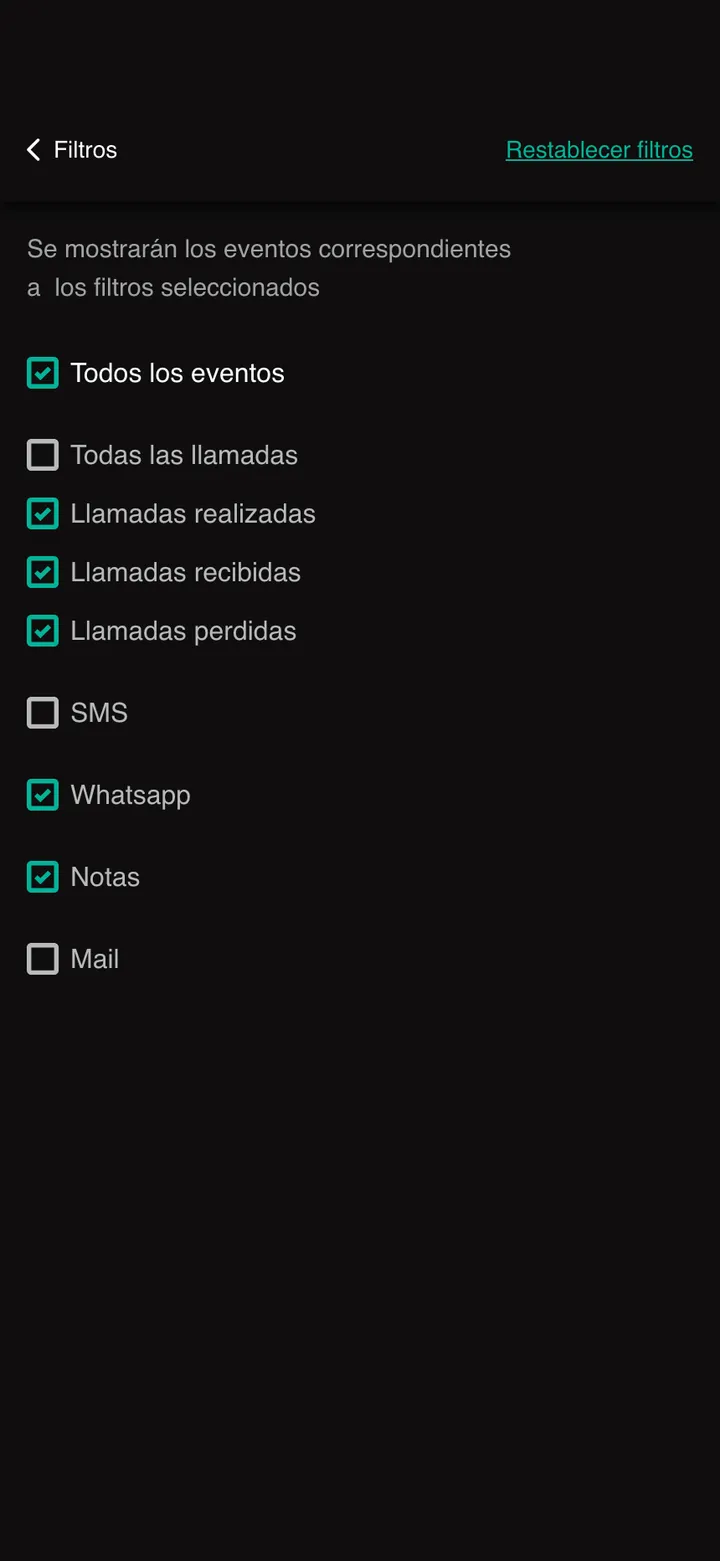 Univial · Filtros del historial
