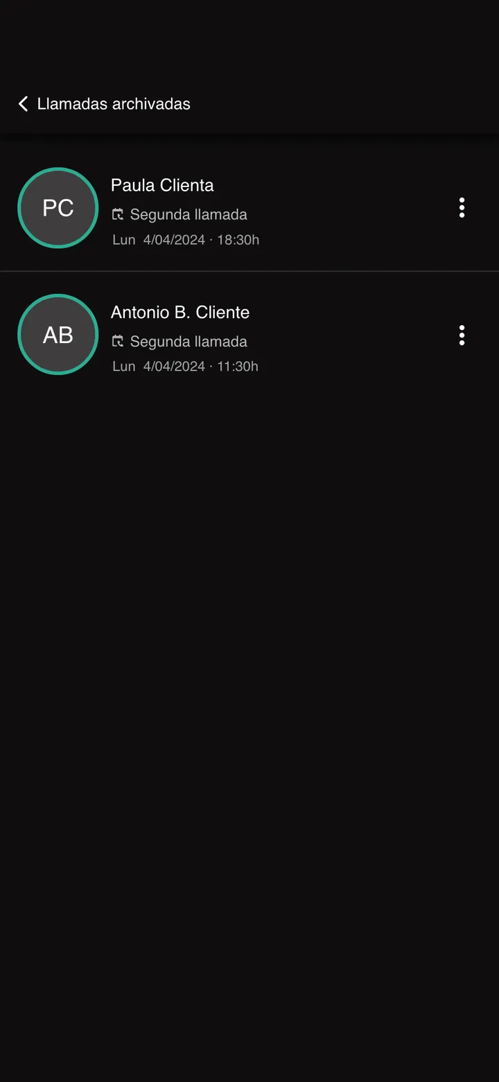 Univial · Llamadas archivadas