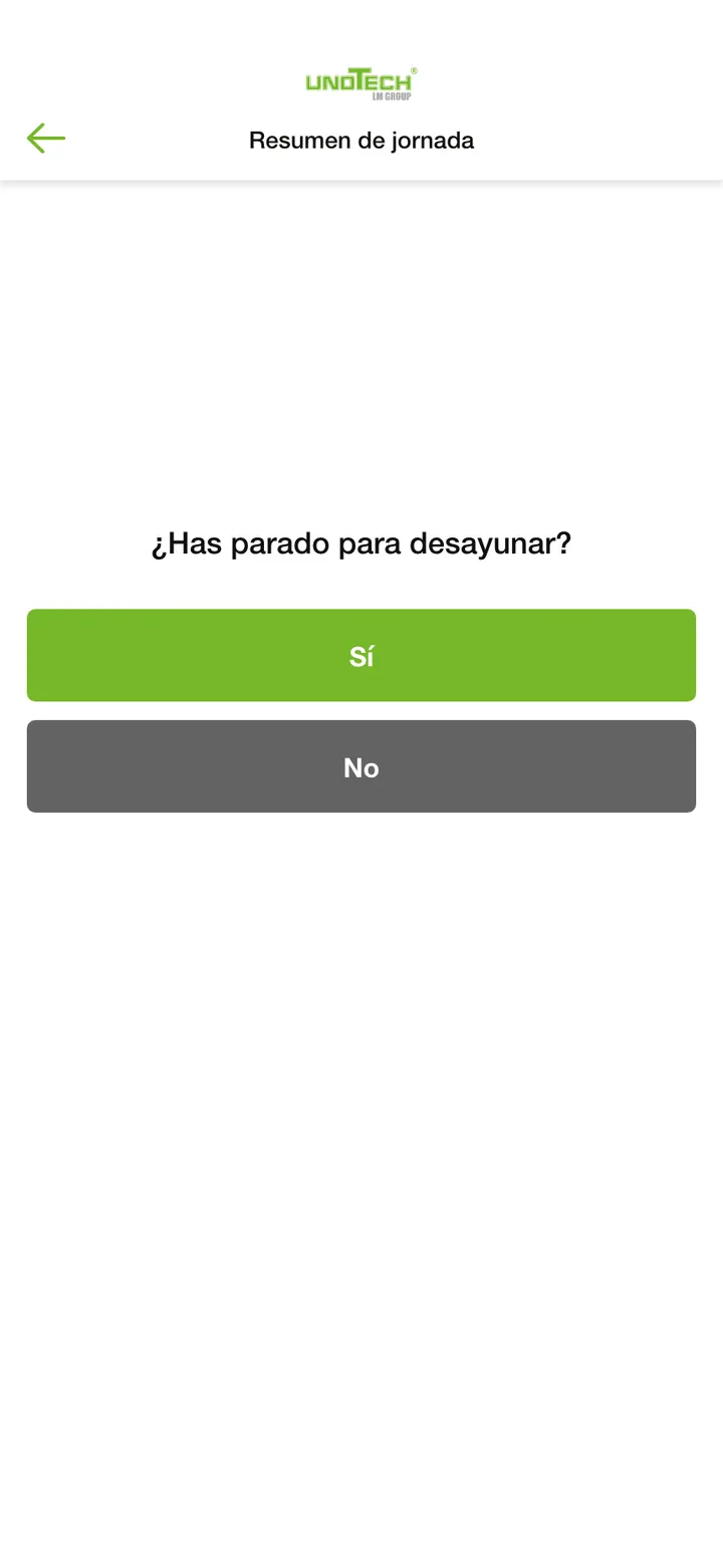 Unotech · Al salir, preguntas de sí o no