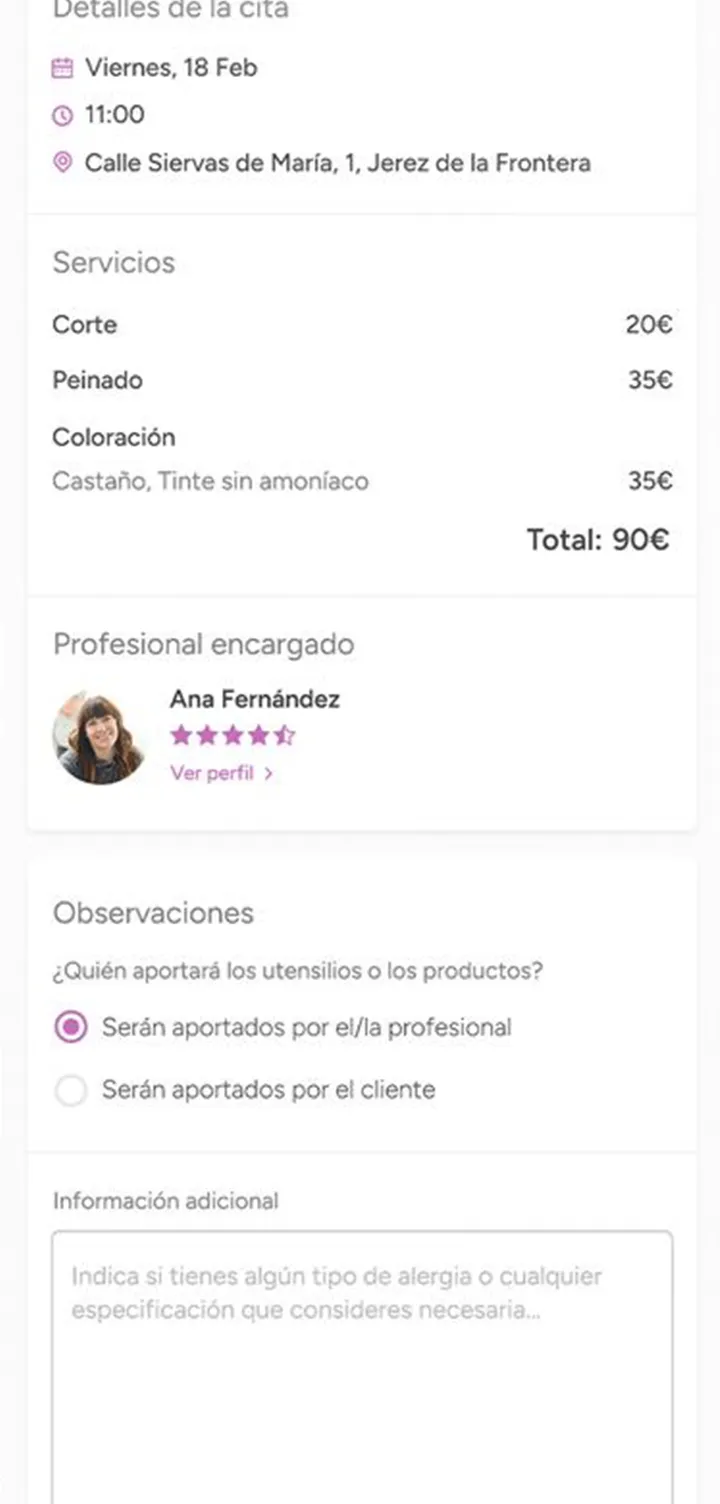 Vellolar · La cita, al detalle